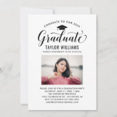 卒業式カリグラフィー写真 ローズゴールド卒業 招待状 (正面)