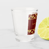 卒業式キャップおめでとうマルーンと金ゴールド ショットグラス (左)