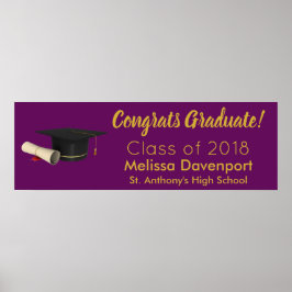 卒業式キャップおよび卒業証書おめでとう卒業 ポスター