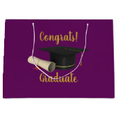 卒業式キャップおよび卒業証書おめでとう卒業 ラージペーパーバッグ (正面)