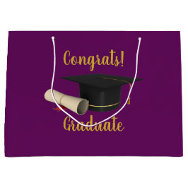 卒業式キャップおよび卒業証書おめでとう卒業 ラージペーパーバッグ