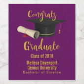 卒業式キャップおよび卒業証書おめでとう卒業 ワインラベル (シングルラベル)