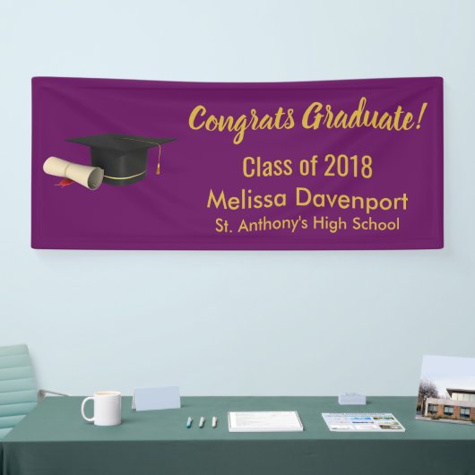 卒業式キャップおよび卒業証書おめでとう卒業 横断幕 (トレードショー)
