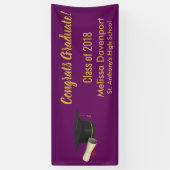 卒業式キャップおよび卒業証書おめでとう卒業 横断幕 (縦)