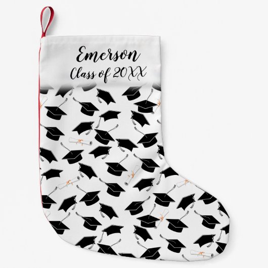 卒業式キャップおよび卒業証書 スモールクリスマスストッキング (正面)