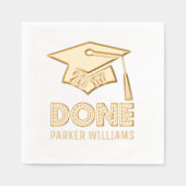 卒業式キャップとタッセル「DONE」クラス年 | 名前 箔ナプキン (正面)