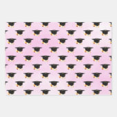 卒業式キャップとディプロマピンク ラッピングペーパーシート (正面3)