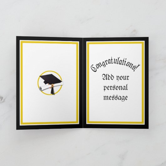 卒業式キャップと卒業証書 カード (内部)