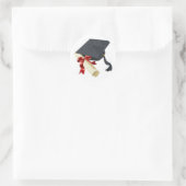 卒業式キャップと卒業証書 ラウンドシール (バッグ)