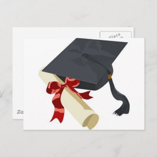 卒業式キャップと卒業証書 案内ポストカード (正面/裏面)