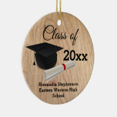 卒業式キャップの木目カスタマイズ セラミックオーナメント (右)