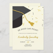 卒業式キャップオープンハウスへの招待 招待状 (正面/裏面)