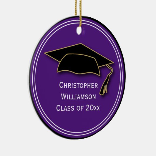 卒業式キャップクラスオブキープサスクールパープル セラミックオーナメント (右)