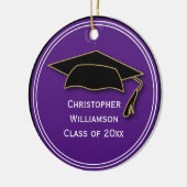 卒業式キャップクラスオブキープサスクールパープル セラミックオーナメント (左)