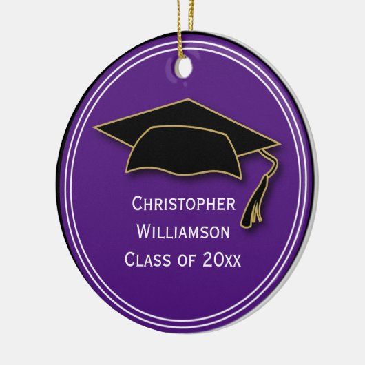 卒業式キャップクラスオブキープサスクールパープル セラミックオーナメント (左)