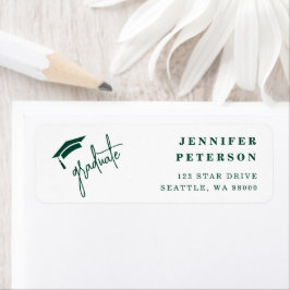 卒業式キャップグリーン差出人住所 ラベル