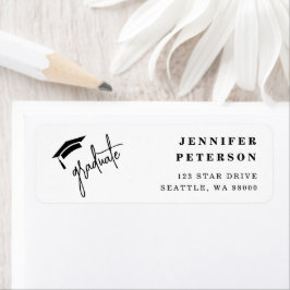 卒業式キャップスクリプト差出人住所 ラベル