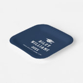 卒業式キャップネーム大学スポーツフォントダークブルー ペーパープレート (傾斜あり)