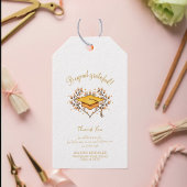 卒業式キャップハンド描き黄金ありがとう ギフトタグ