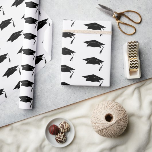 卒業式キャップパターン ラッピングペーパー (クラフト)