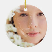 卒業式キャップミニマリストフォトピンク セラミックオーナメント (裏面)