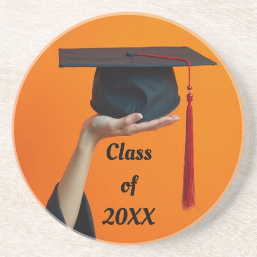 卒業式キャップラウンドサンドストーンコースター コースター (正面)