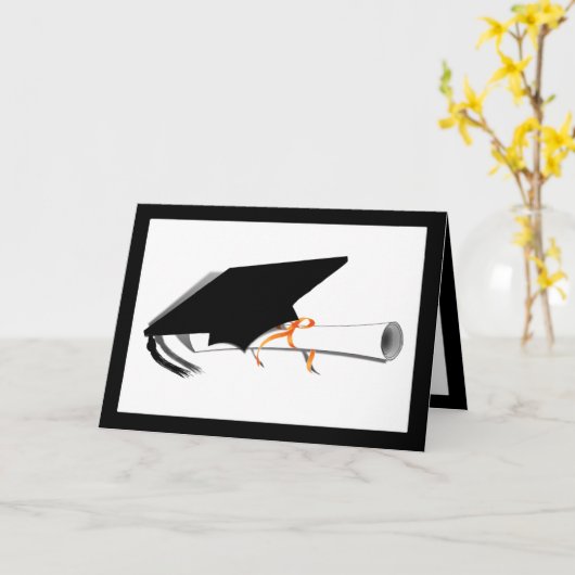 卒業式キャップ付き卒業式 カード (黄色い花)