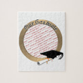 卒業式キャップ付き/金ゴールド枠 ジグソーパズル (縦)