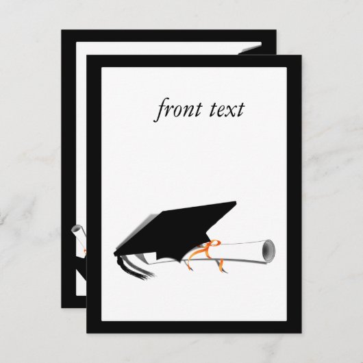 卒業式キャップ傾斜とディプロマ空白のオン 招待状 (正面/裏面)