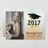 卒業式キャップ写真卒業発表 案内状 (正面/裏面)
