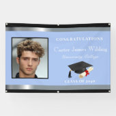 卒業式キャップ卒業証書パーソナルフォトブラックブルー 横断幕 (横)