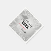 卒業式キャップ20XX年級パーティーシルバー スタンダードカクテルナプキン (角)