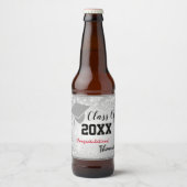 卒業式キャップ20XX年級パーティーシルバー ビールラベル (正面)