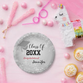 卒業式キャップ20XX年級パーティーシルバー ペーパープレート (パーティー)