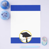 卒業式キャップ（ディプロマ付き） – 濃い青の背景 チラシ (シングル)