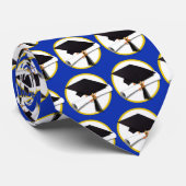 卒業式キャップ（ディプロマ付き） – 濃い青の背景 ネクタイ (ロール)