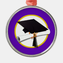 卒業式キャップ(ディプロマ付き) – 紫の背景