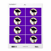 卒業式キャップ(ディプロマ付き) – 紫の背景 ラベル (フルシート)