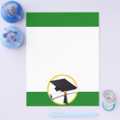 卒業式キャップ（ディプロマ付き） – 緑の背景 チラシ (シングル)