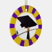 卒業式キャップ(ディプロマ付き) -金ゴールドと紫 セラミックオーナメント (右)