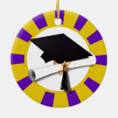 卒業式キャップ(ディプロマ付き) -金ゴールドと紫 セラミックオーナメント (裏面)