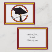 卒業式キャップ(ディプロマ付き) -金ゴールドと赤 コーリングカード (正面/裏面)