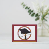 卒業式キャップ(ディプロマ付き) -金ゴールドと赤 コーリングカード (スタンド正面)