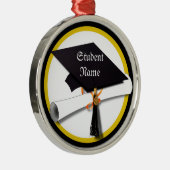 卒業式キャップ(卒業証書と金ゴールド円) メタルオーナメント (右)