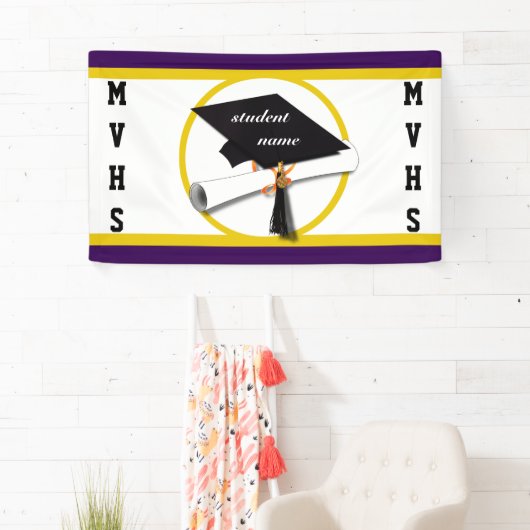 卒業式キャップ(卒業証書と金ゴールド円) 横断幕 (インサイチュ)