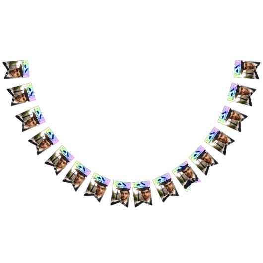 卒業式キャップ、卒業証書、レインボーの16フォトブルー バンティングフラッグ (全)