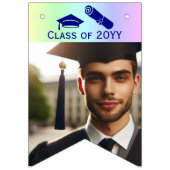 卒業式キャップ、卒業証書、レインボーの16フォトブルー バンティングフラッグ (第2の旗)