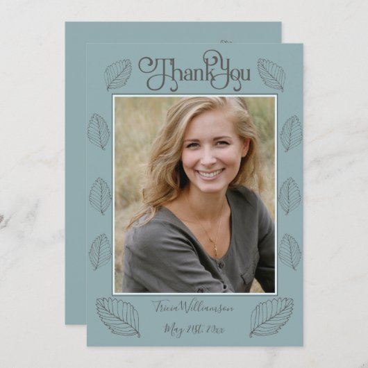 卒業式ギフトサンキューカード大学院写真ポートレート 招待状 (正面/裏面)