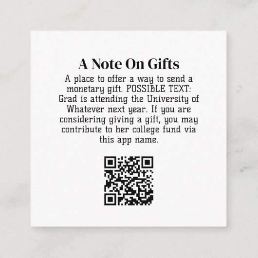 卒業式ギフトQRコード(写真を前面に表示) エンクロージャーカード (裏面)