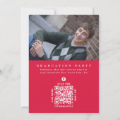 卒業式クラシックフォトクリムゾンレッドローレル葉 招待状 (裏面)